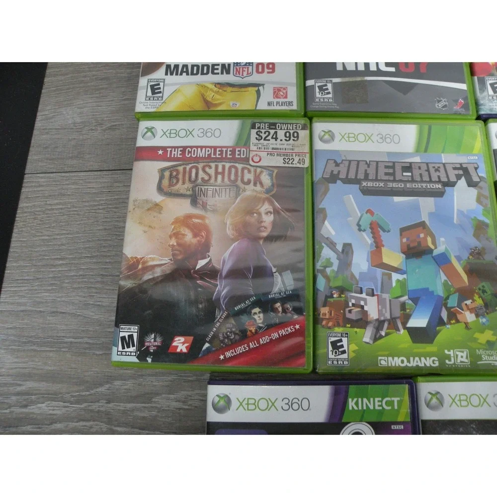 Xbox 360 Video Game Lot - Madden 09, NHL 07, Kinect Adventures & More! (8 Games)